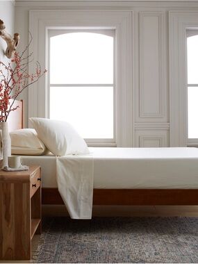 Quince Brushed Cotton Ivory Flat Sheet — KING